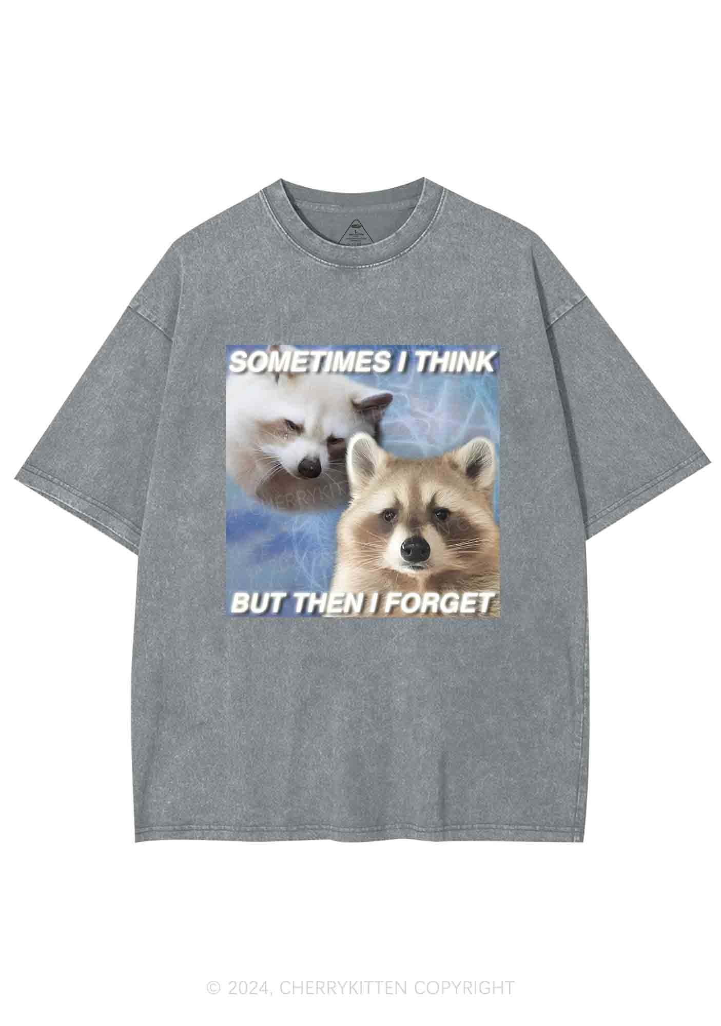 Raccoon Sometimes Think Y2K Washed Tee Cherrykitten