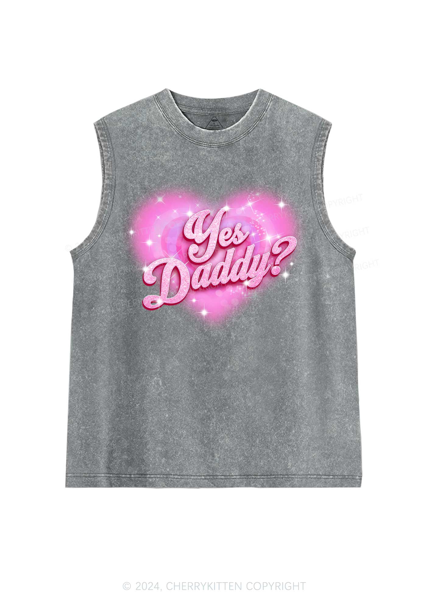 Pink Yes Daddy Y2K Valentine's Day Washed Tank Cherrykitten