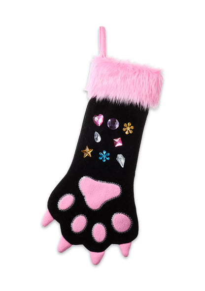 Custom Name Diamond Cat Paw Y2K Christmas Stockings Cherrykitten