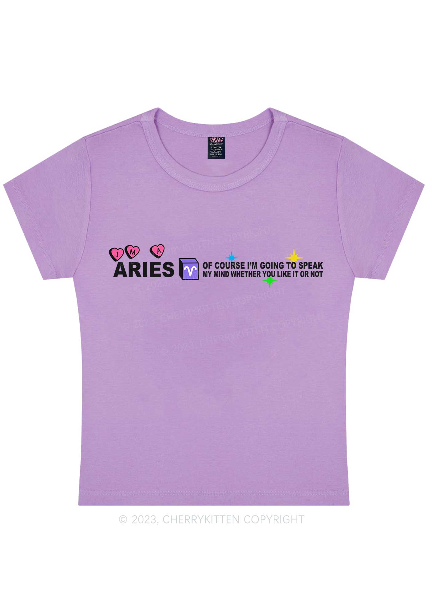 Curvy I'm A Aries Y2K Baby Tee Cherrykitten