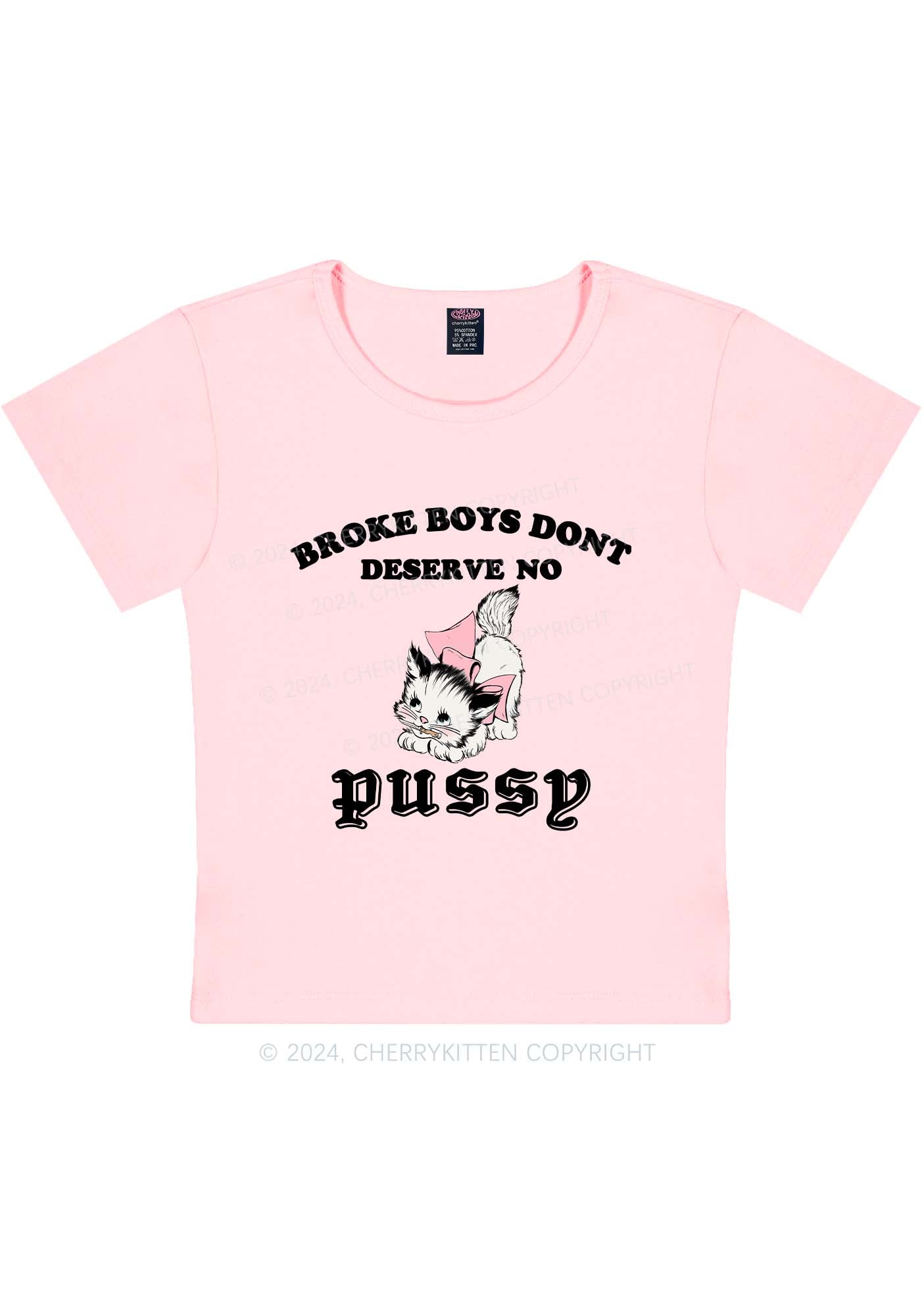 Broke Boys Pxssy Y2K Baby Tee Cherrykitten