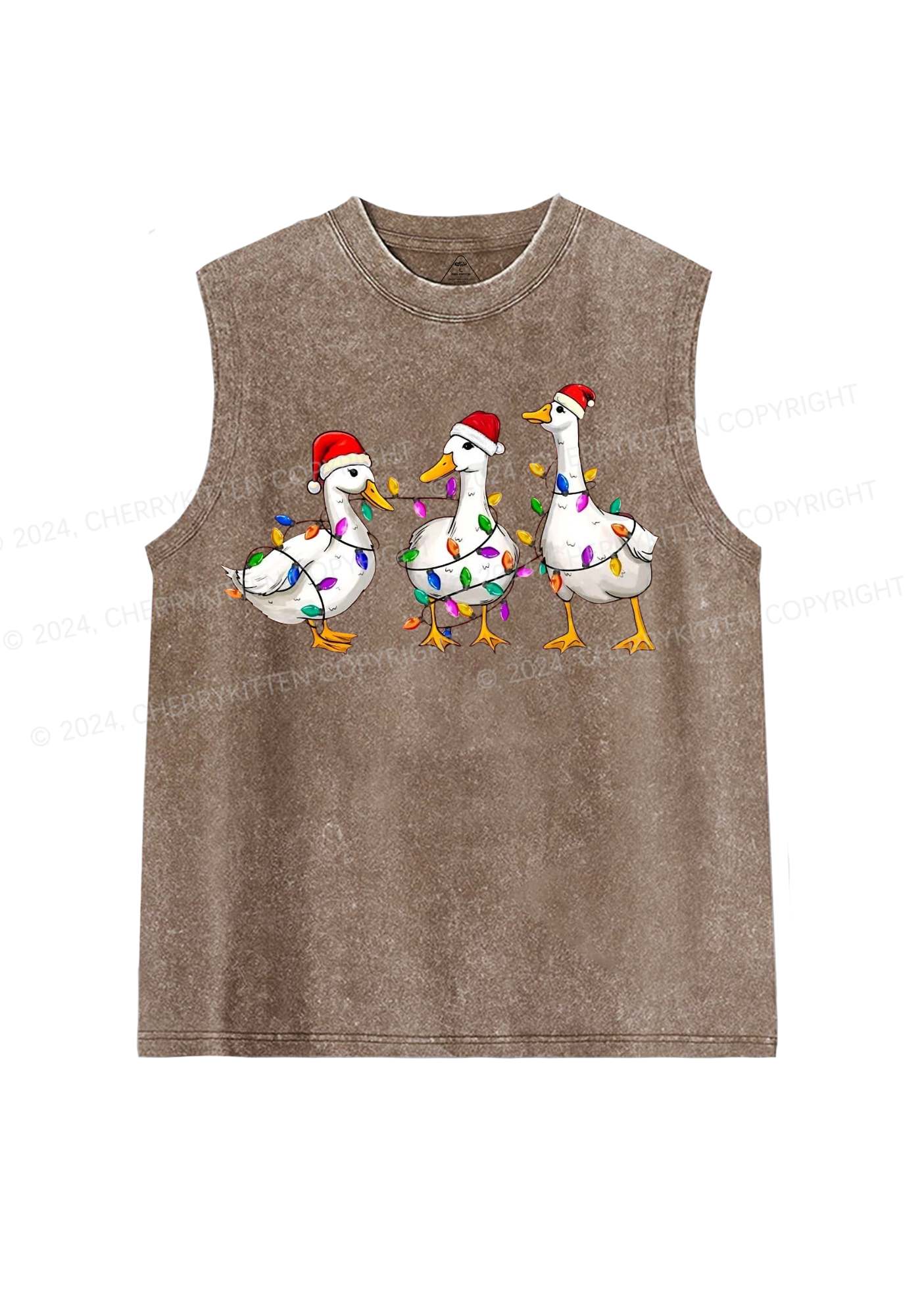 Christmas Santa Duck Y2K Washed Tank Cherrykitten