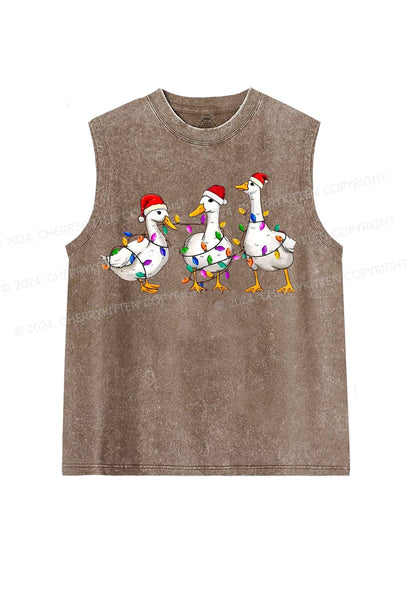 Christmas Santa Duck Y2K Washed Tank Cherrykitten