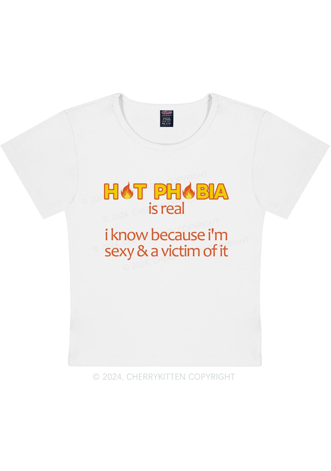 Curvy Hot Phobia Is Real Y2K Baby Tee Cherrykitten