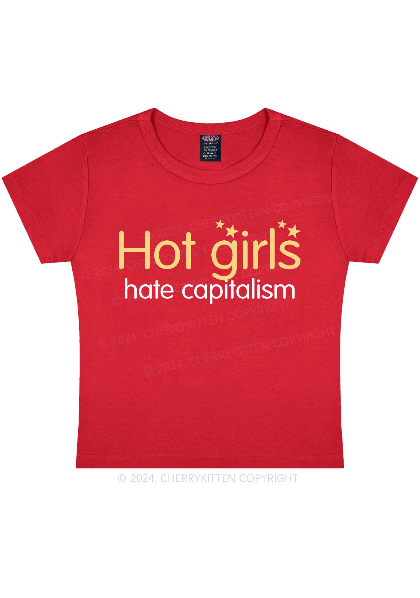 Hot Girls Hate Capitalism Y2K Baby Tee Cherrykitten