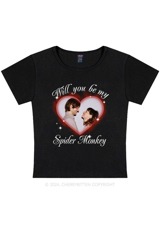 Spider Monkey Custom Photo Y2K Valentine's Day Baby Tee Cherrykitten