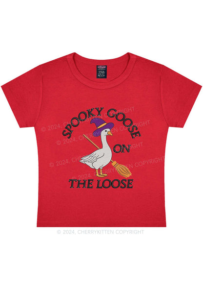 Halloween Spooky Goose Y2K Baby Tee Cherrykitten