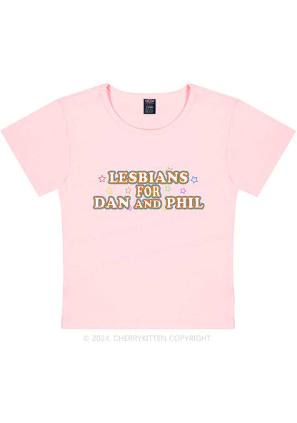 Lesbians For Dan Y2K Baby Tee Cherrykitten