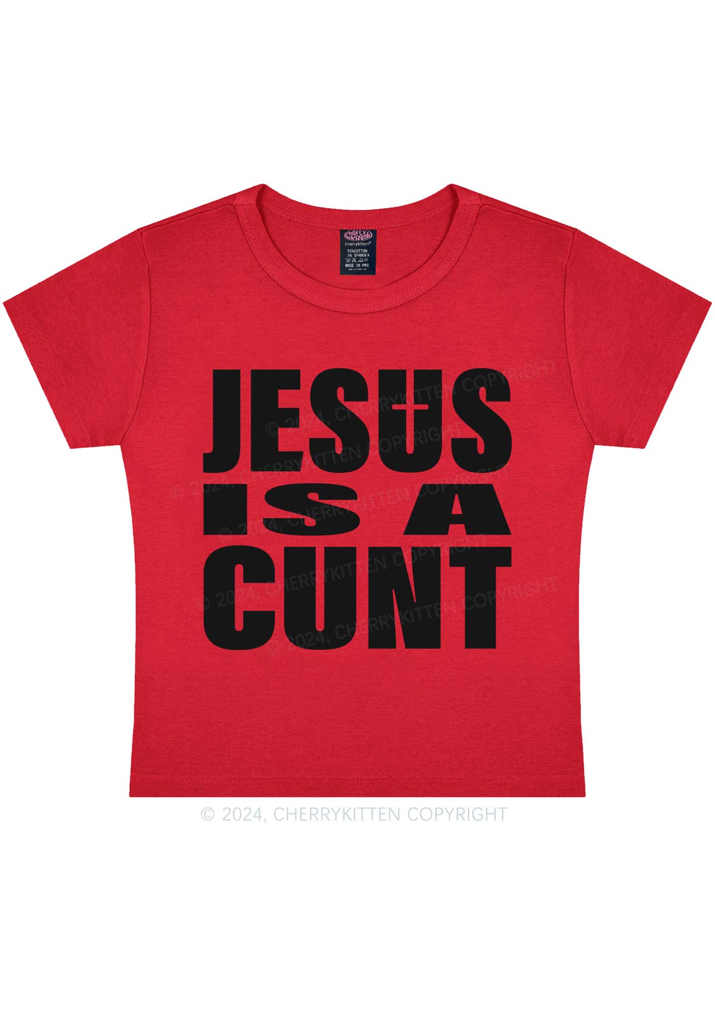 Jesus Is A Cxxt Y2K Baby Tee Cherrykitten