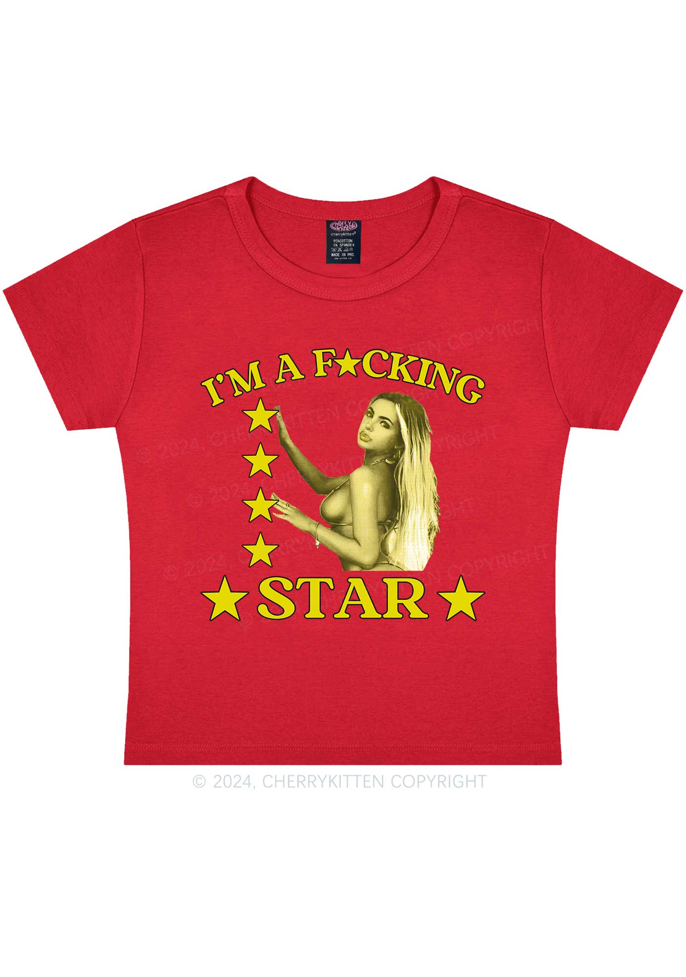 Custom Portrait Fxxking Star Y2K Baby Tee Cherrykitten