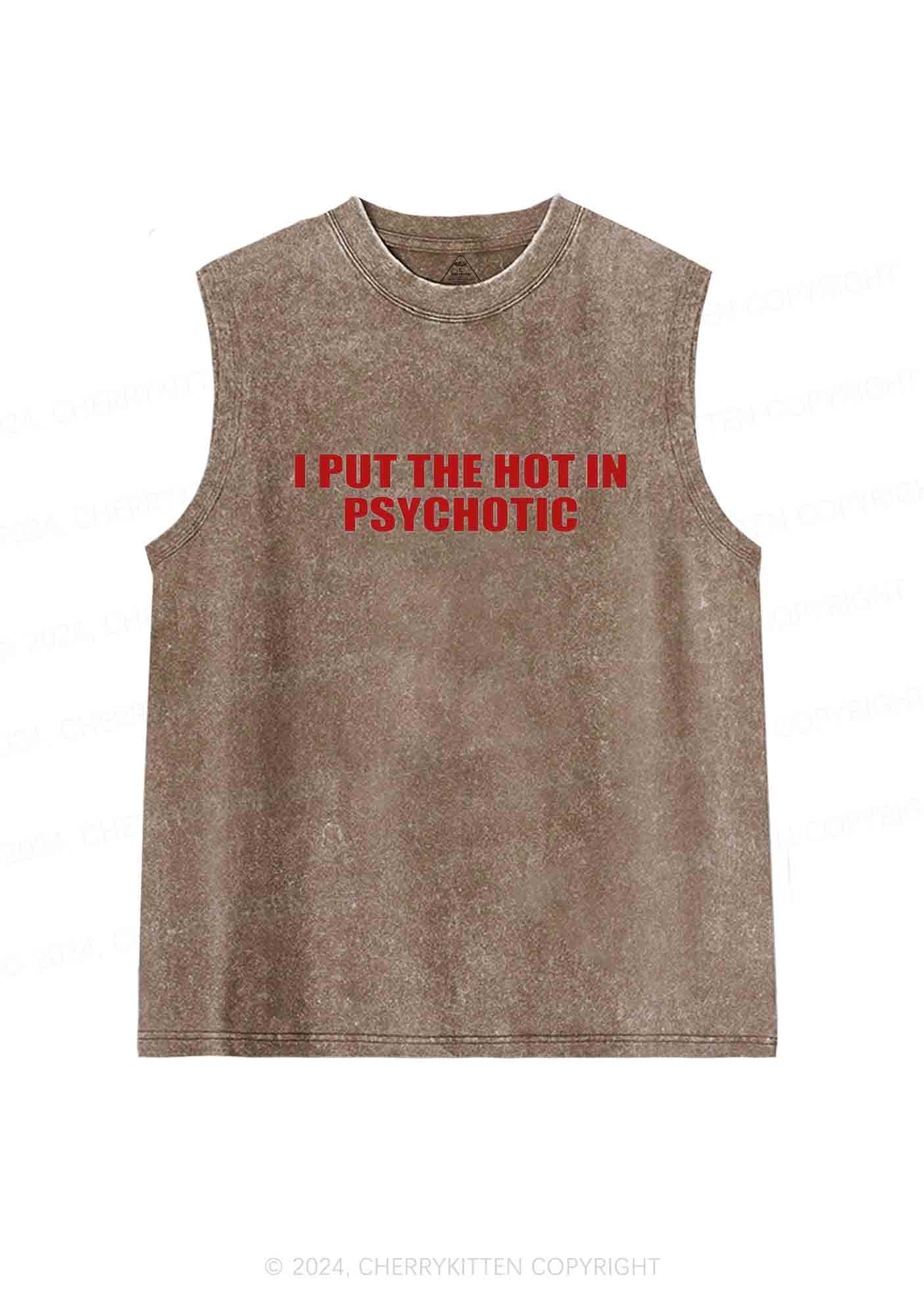 I Put The Hot In Psychotic Y2K Washed Tank Cherrykitten