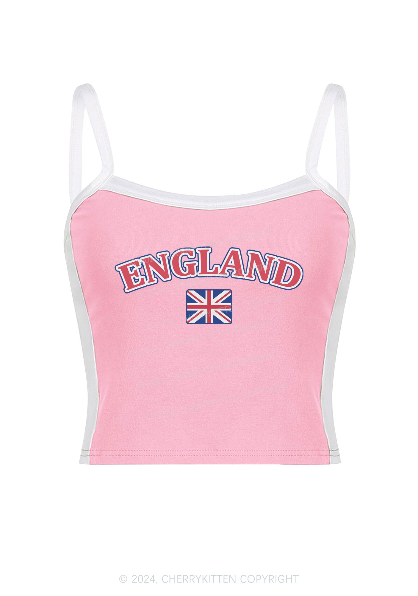 England Y2K Color Block Crop Cami Top Cherrykitten