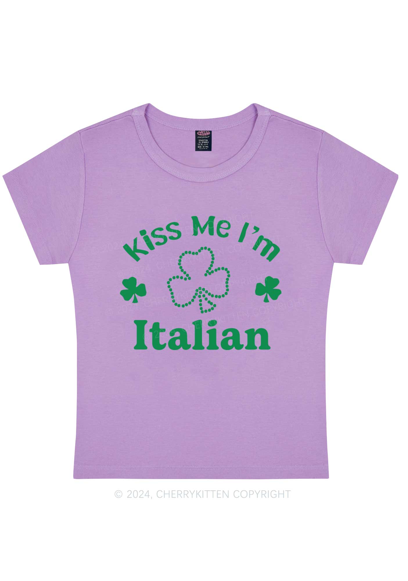 Kiss Me Im Italian St Patricks Y2K Baby Tee Cherrykitten