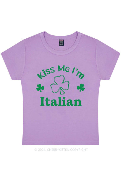 Kiss Me Im Italian St Patricks Y2K Baby Tee Cherrykitten