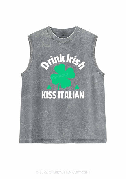 Drink Irish Kiss Italian St Patricks Y2K Washed Tank Cherrykitten