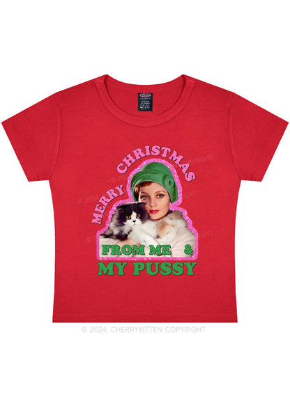 Merry Christmas Puxxy Y2K Baby Tee Cherrykitten