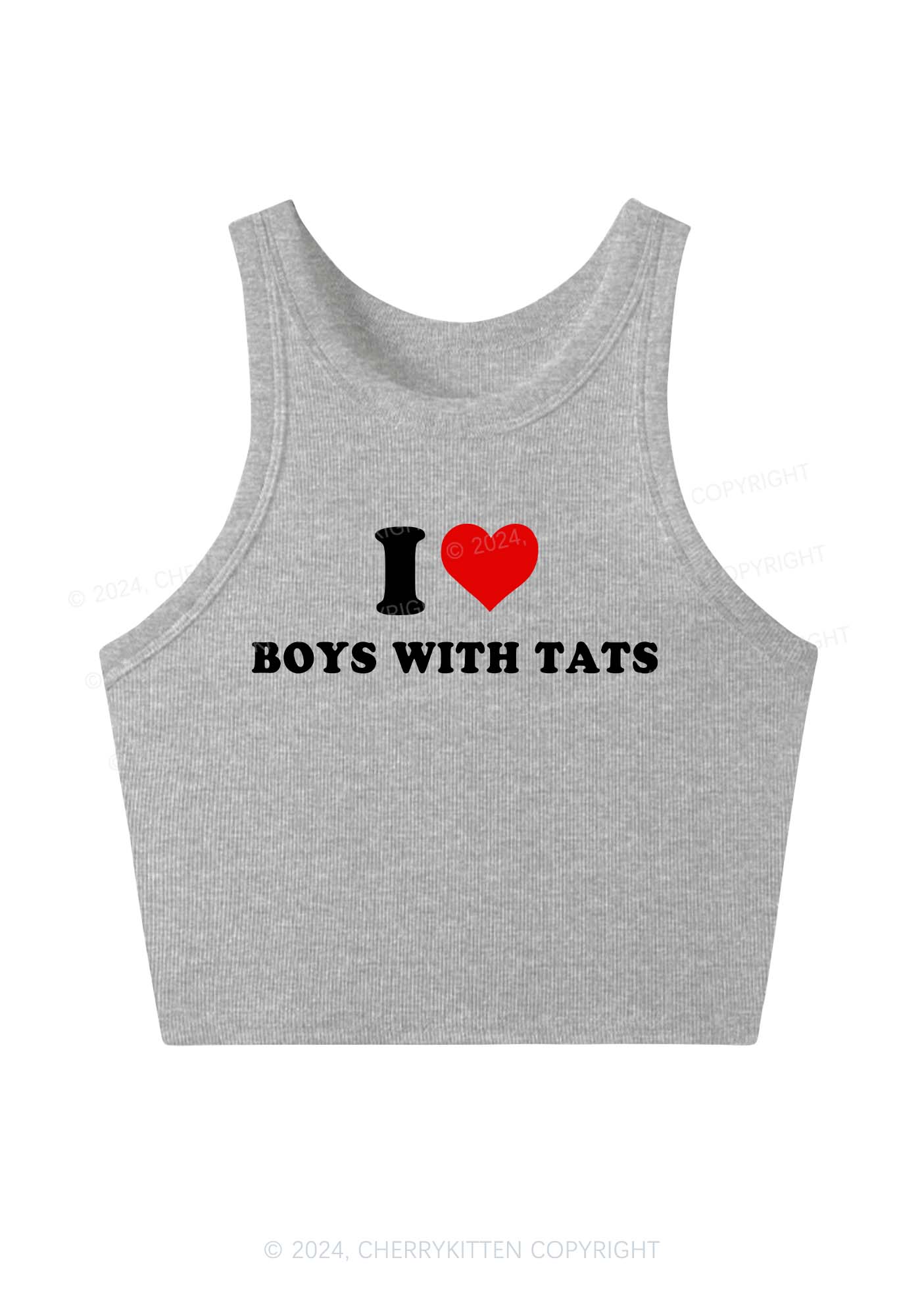 I Love Boys With Tats Y2K Crop Tank Top Cherrykitten