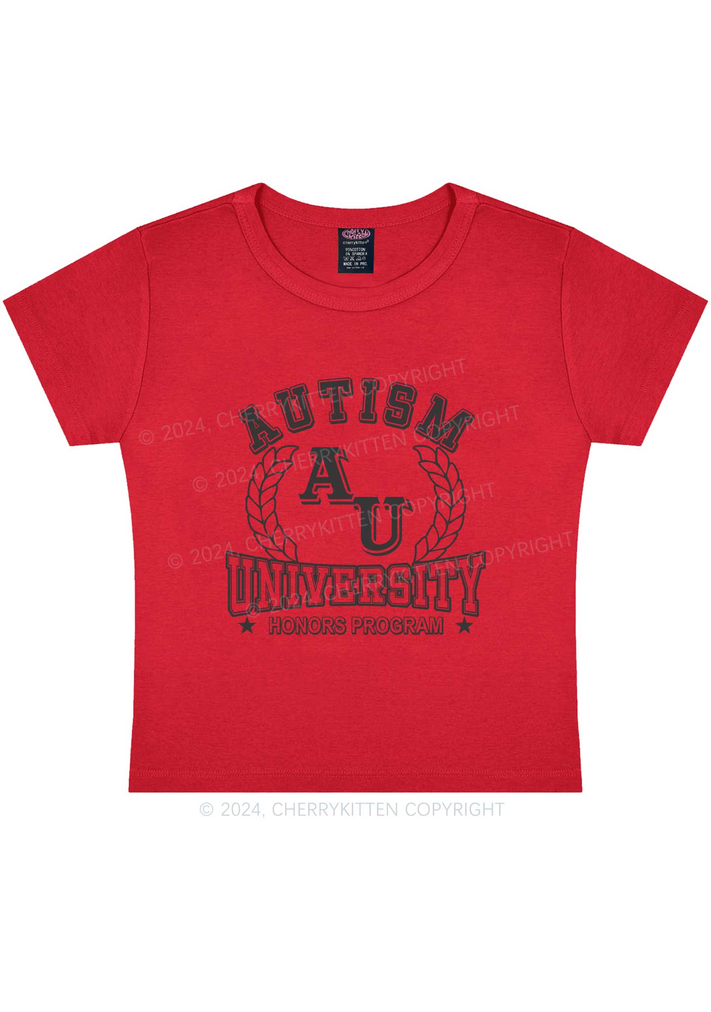 AU University Y2K Baby Tee Cherrykitten