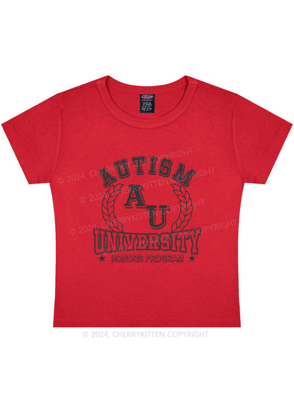 AU University Y2K Baby Tee Cherrykitten