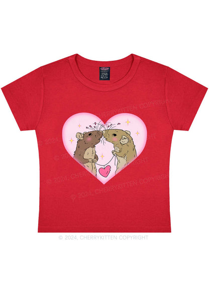 Two Rats Kiss Y2K Valentine's Day Baby Tee Cherrykitten