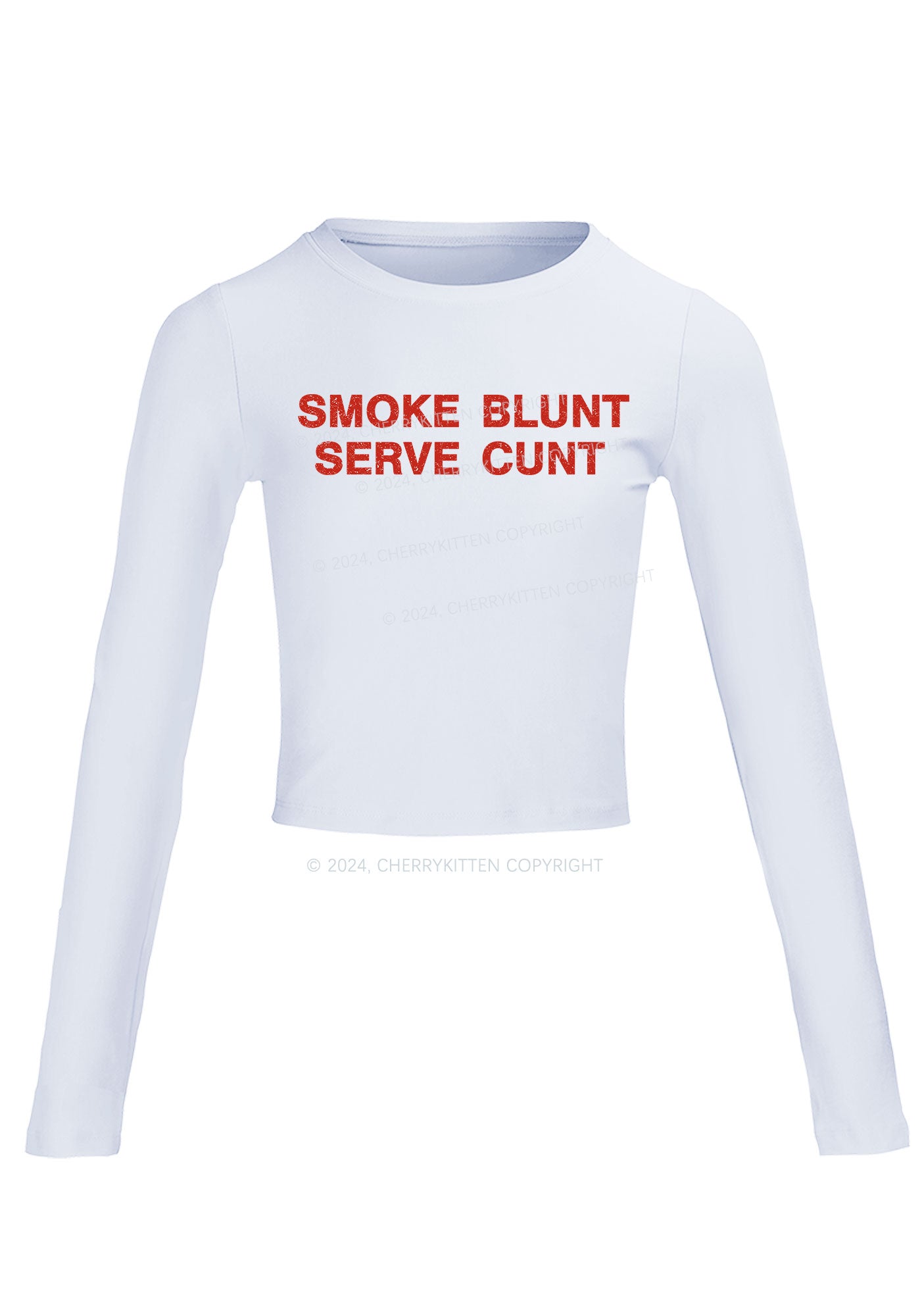 Smoke Blunt Y2K Long Sleeve Crop Top Cherrykitten