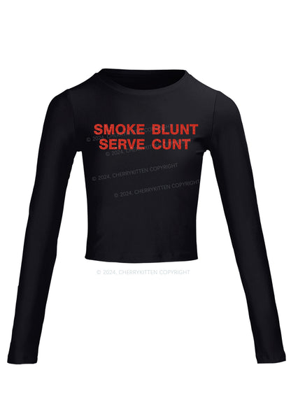 Smoke Blunt Y2K Long Sleeve Crop Top Cherrykitten