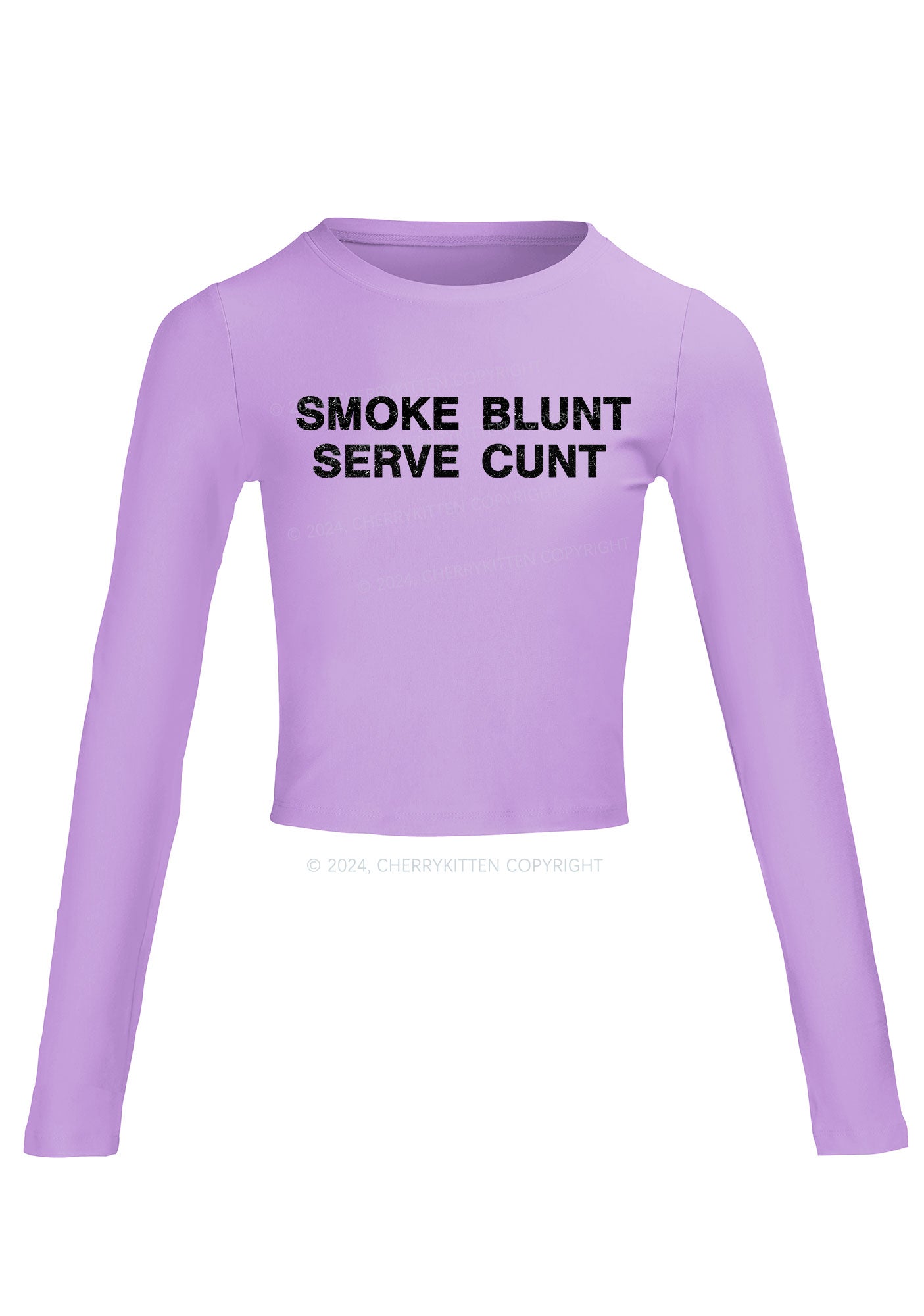 Smoke Blunt Y2K Long Sleeve Crop Top Cherrykitten