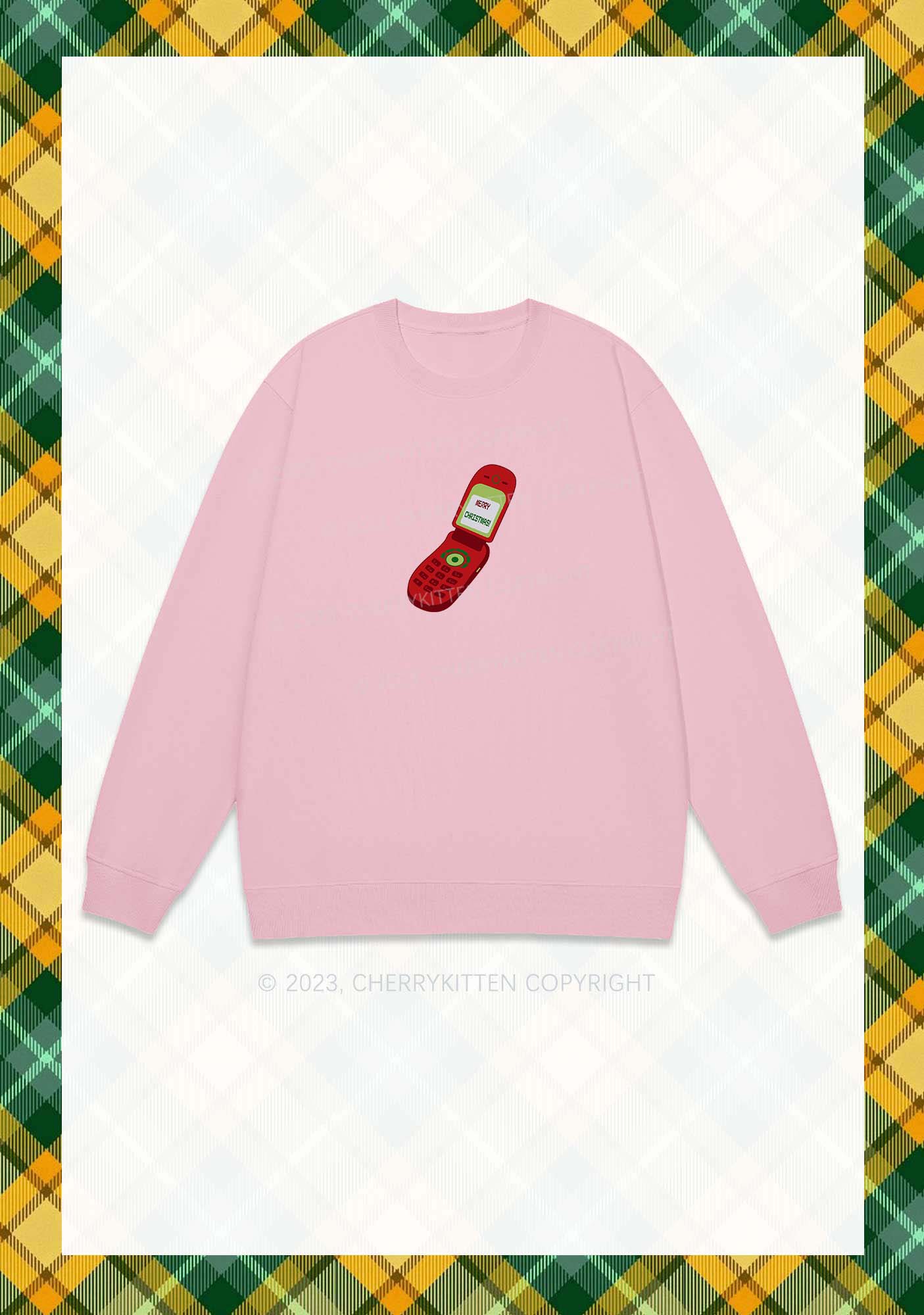 Merry Christmas Cell Phone Y2K Sweatshirt Cherrykitten