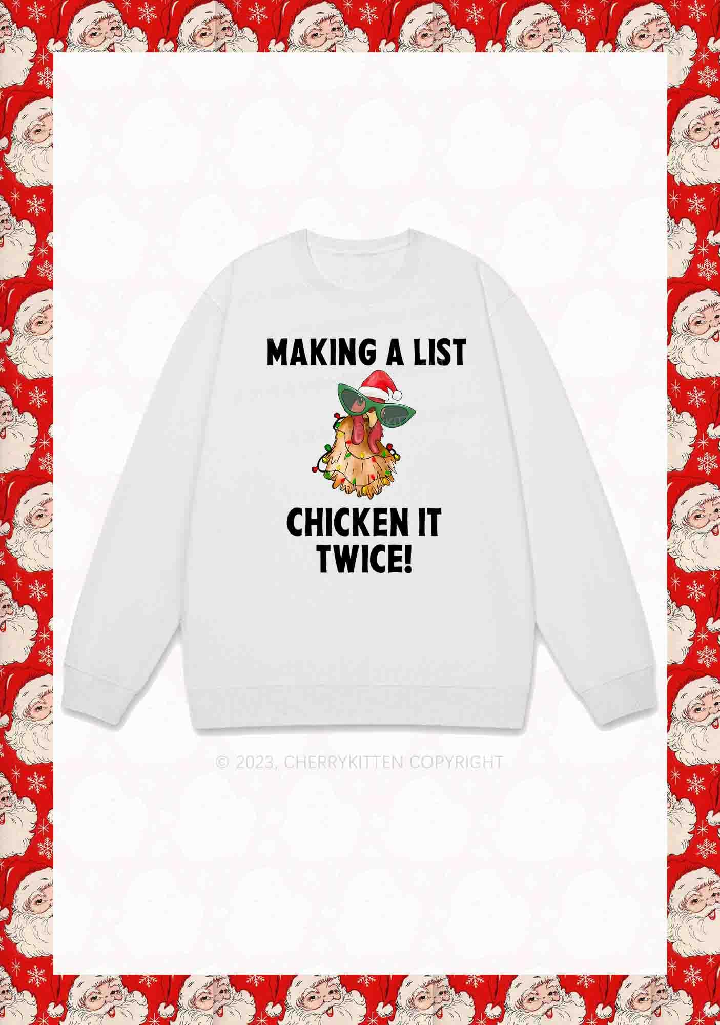 Chicken It Twice Christmas Y2K Sweatshirt Cherrykitten