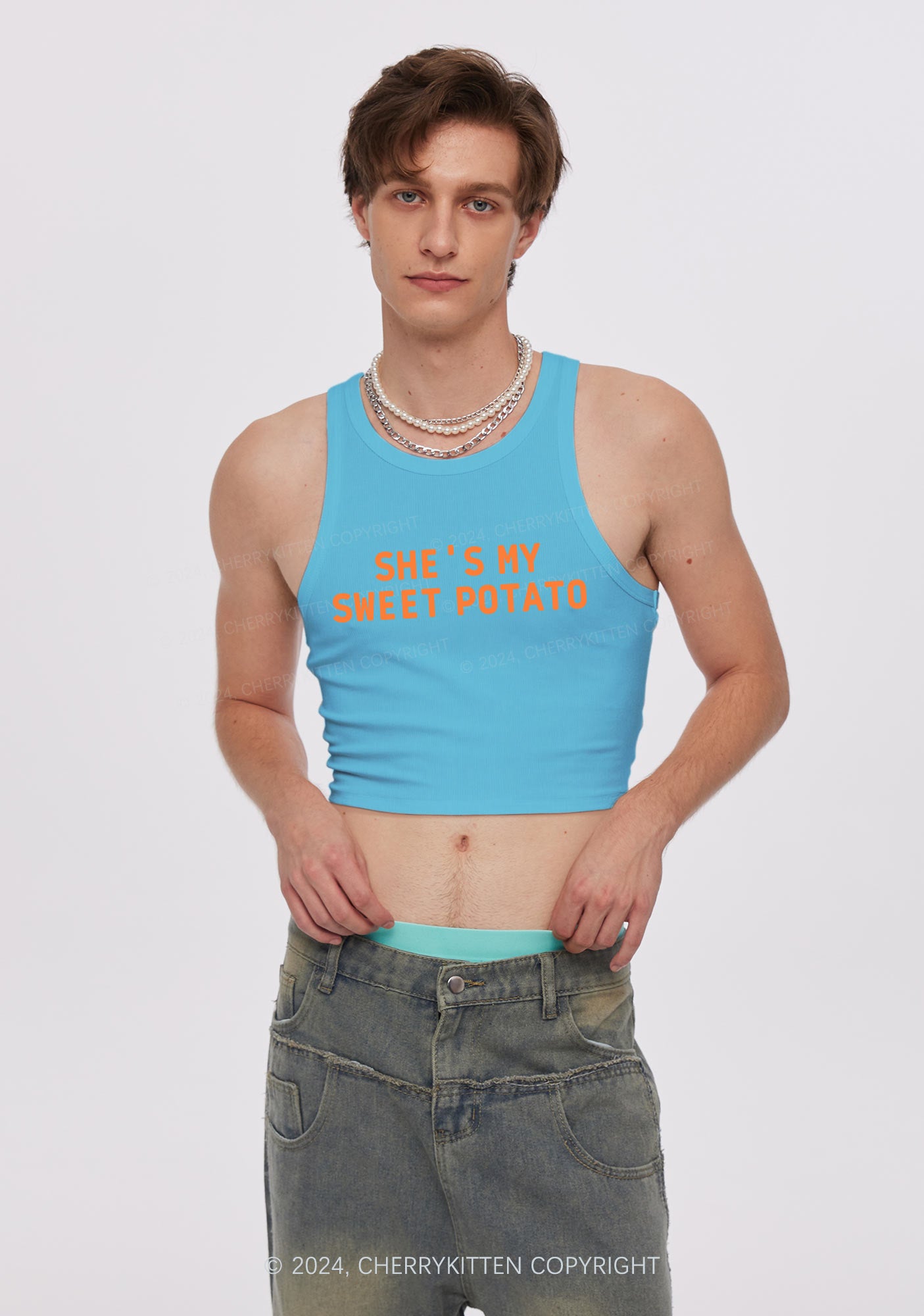 Sweet Potato Y2K Valentine's Day Crop Tank Top Cherrykitten