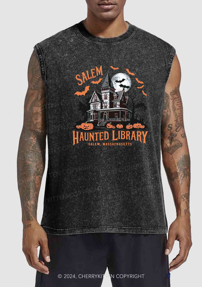 Halloween Haunted Library Y2K Washed Tank Cherrykitten