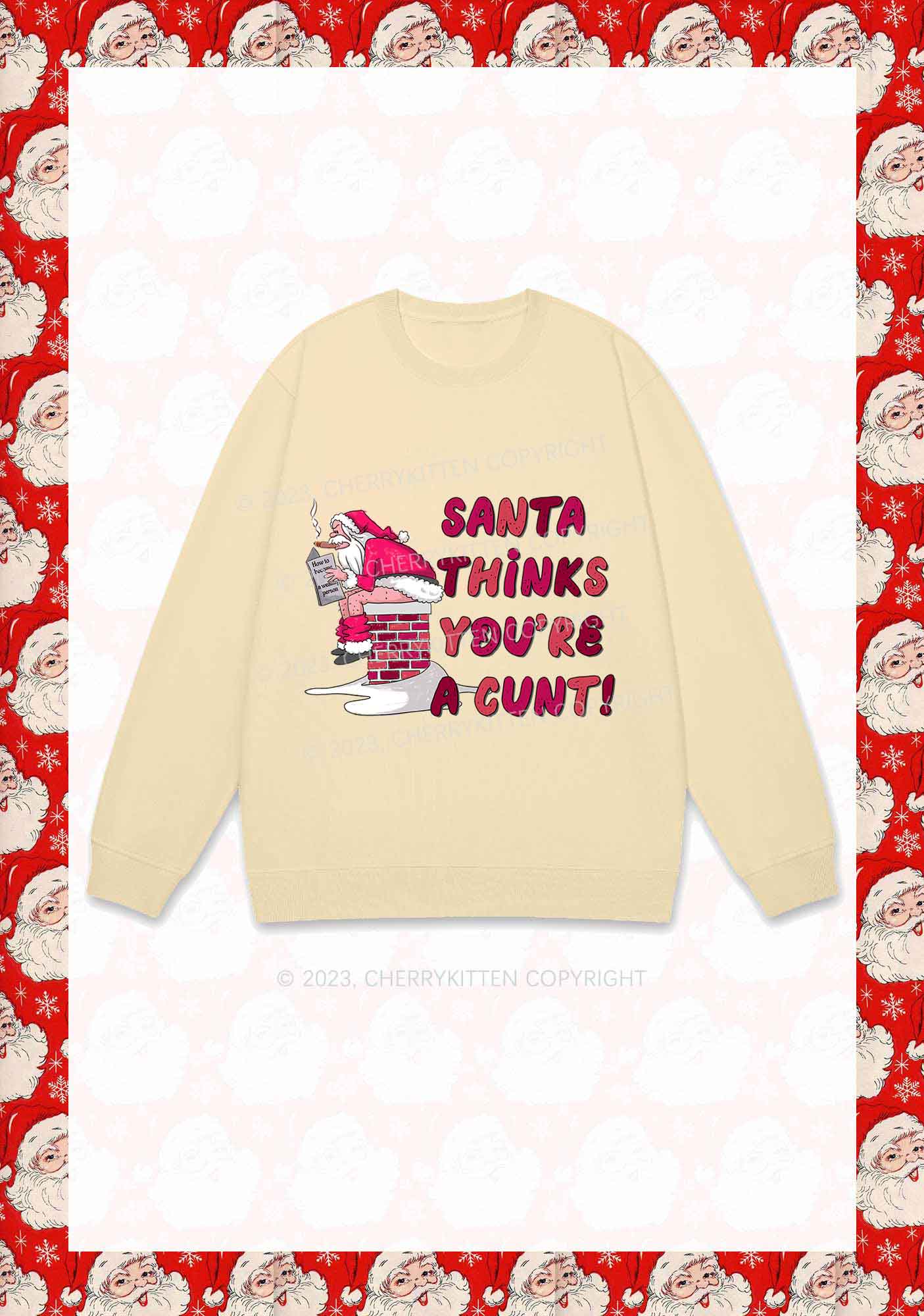 Santa Thinks You're  A Cxxt Y2K Sweatshirt Cherrykitten