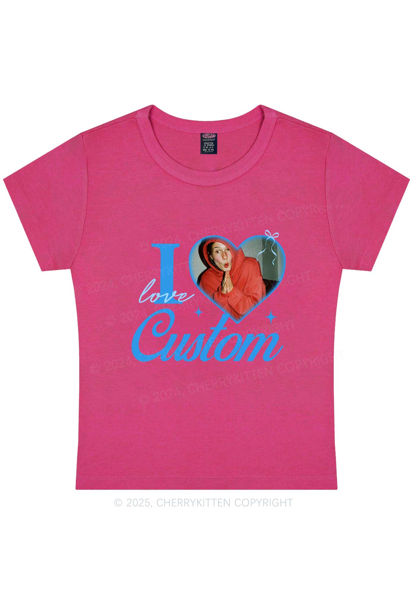 I Love Custom Photo Y2K Valentine's Day Baby Tee Cherrykitten