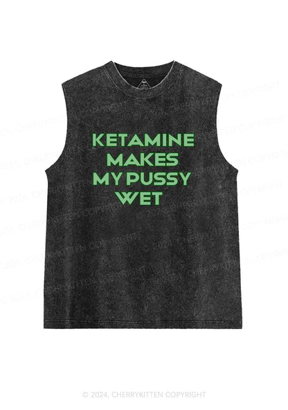 K Makes My Puxxy Wet Y2K Washed Tank Cherrykitten