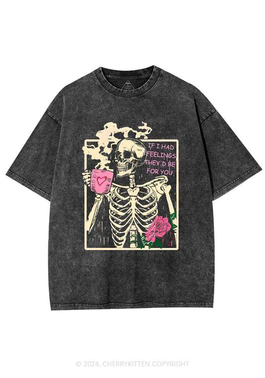 Skeleton Had Feelings Y2K Valentine's Day Washed Tee Cherrykitten