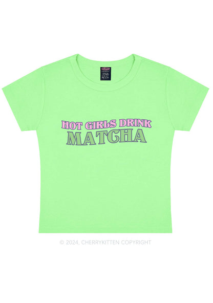 Hot Girls Drink Matcha Y2K Baby Tee Cherrykitten