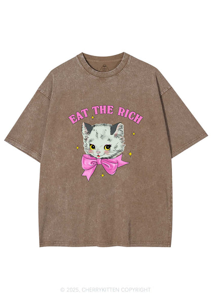 Eat Rich Cat Y2K Washed Tee Cherrykitten