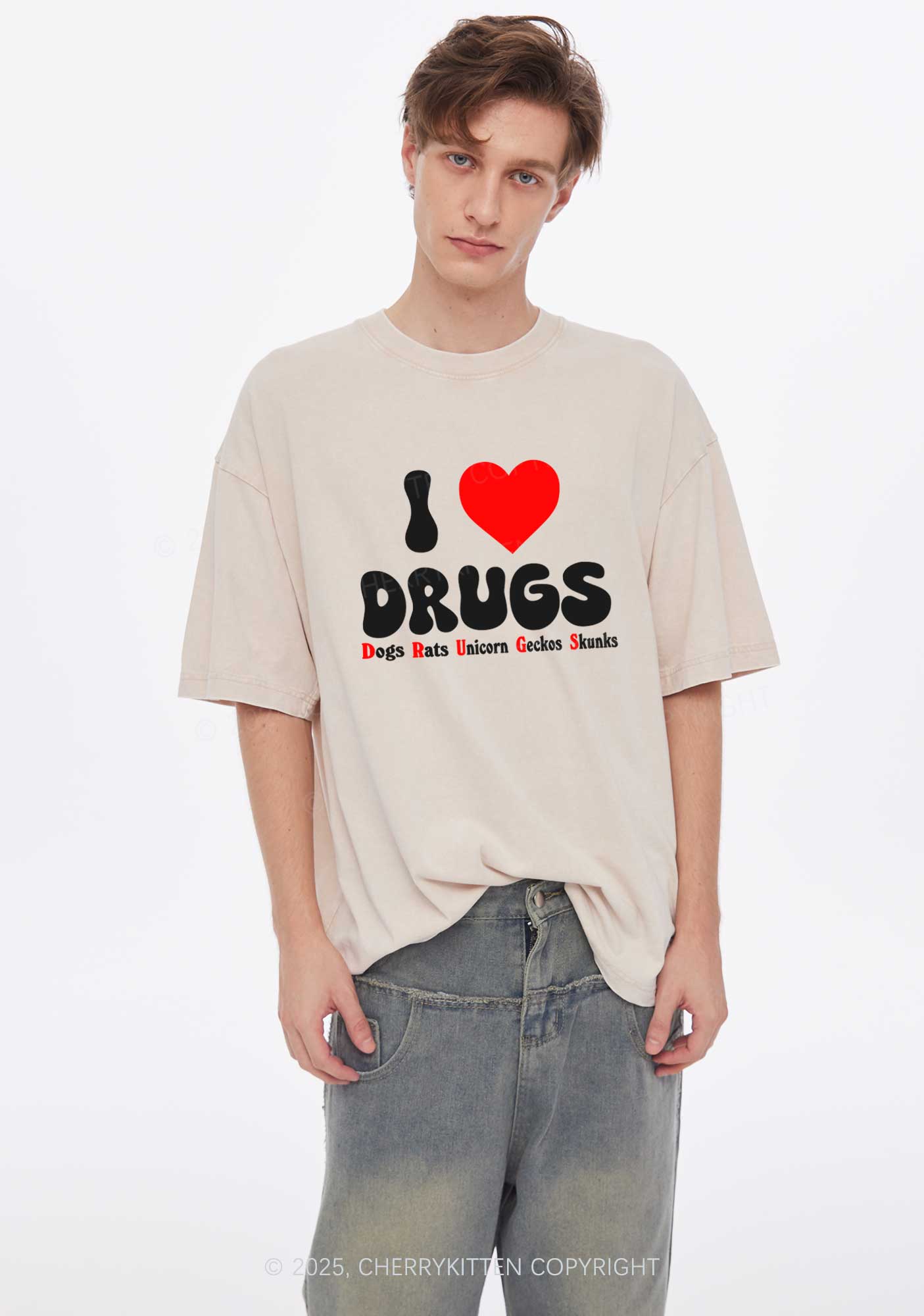 I Love Drxgs Y2K Washed Tee Cherrykitten