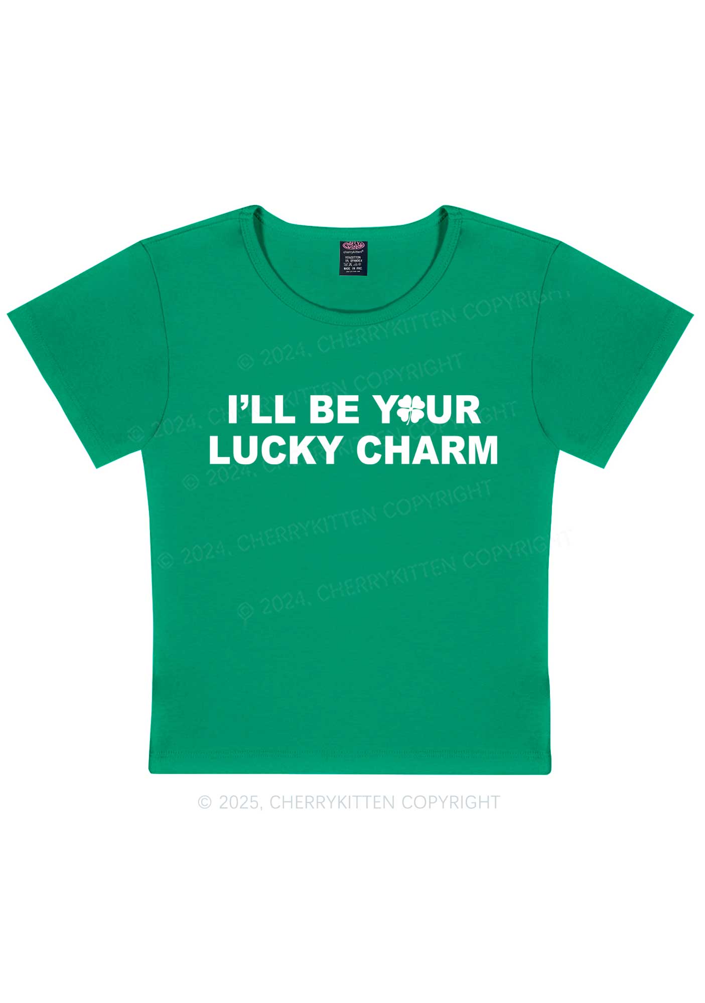 Be Your Lucky Charm St Patricks Y2K Baby Tee Cherrykitten