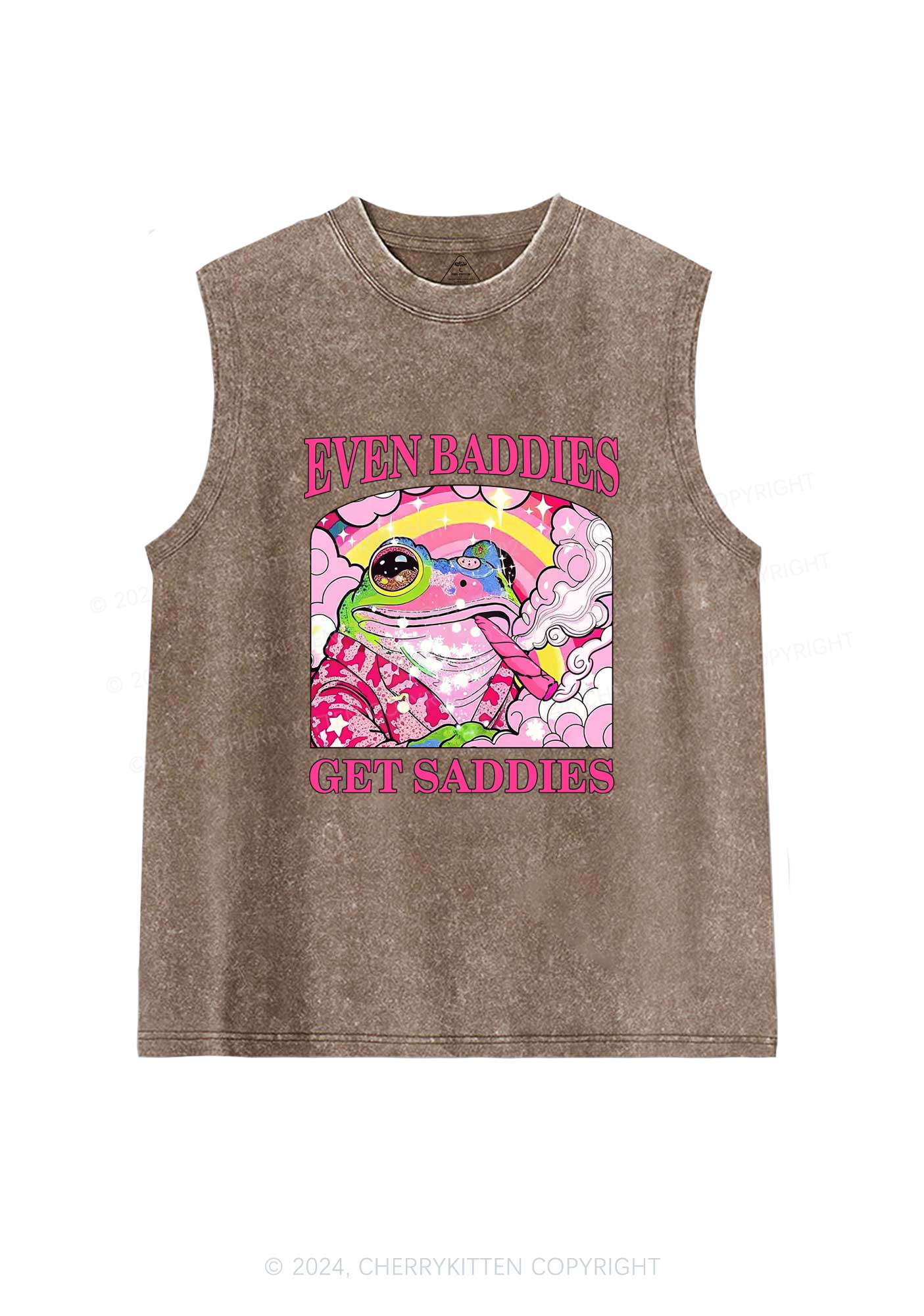 Baddies Smoking Frog Y2K Washed Tank Cherrykitten