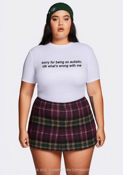 Curvy Sorry For Being Autistic Y2K Baby Tee Cherrykitten