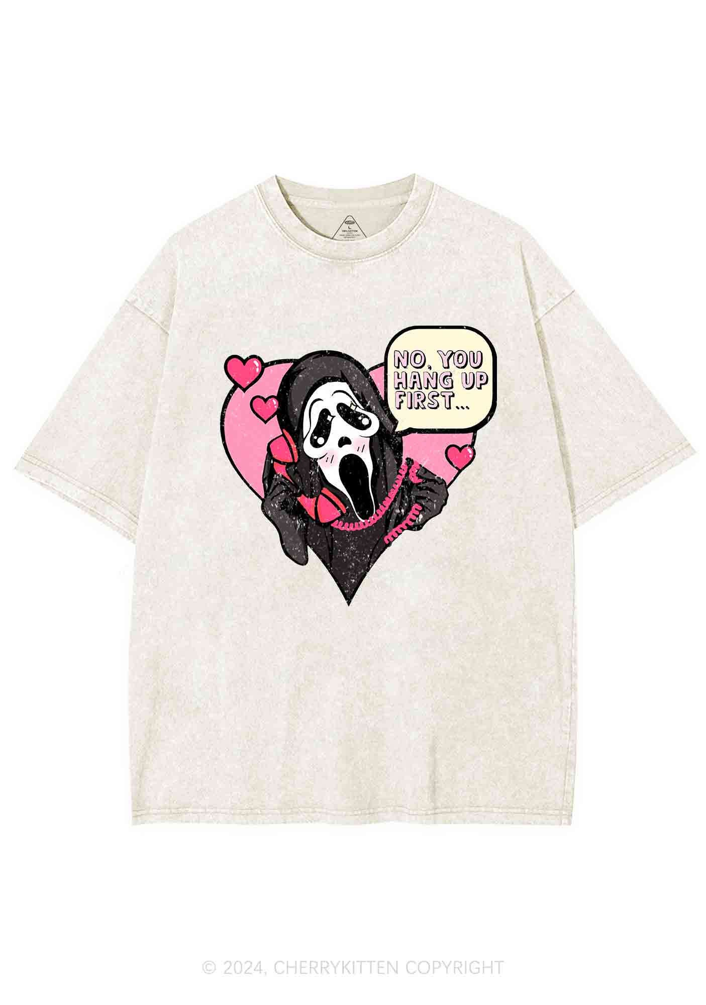 Halloween Skeleton Heart Y2K Washed Tee Cherrykitten