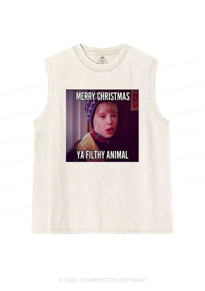 Merry Christmas Ya Filthy Animal Y2K Washed Tank Cherrykitten