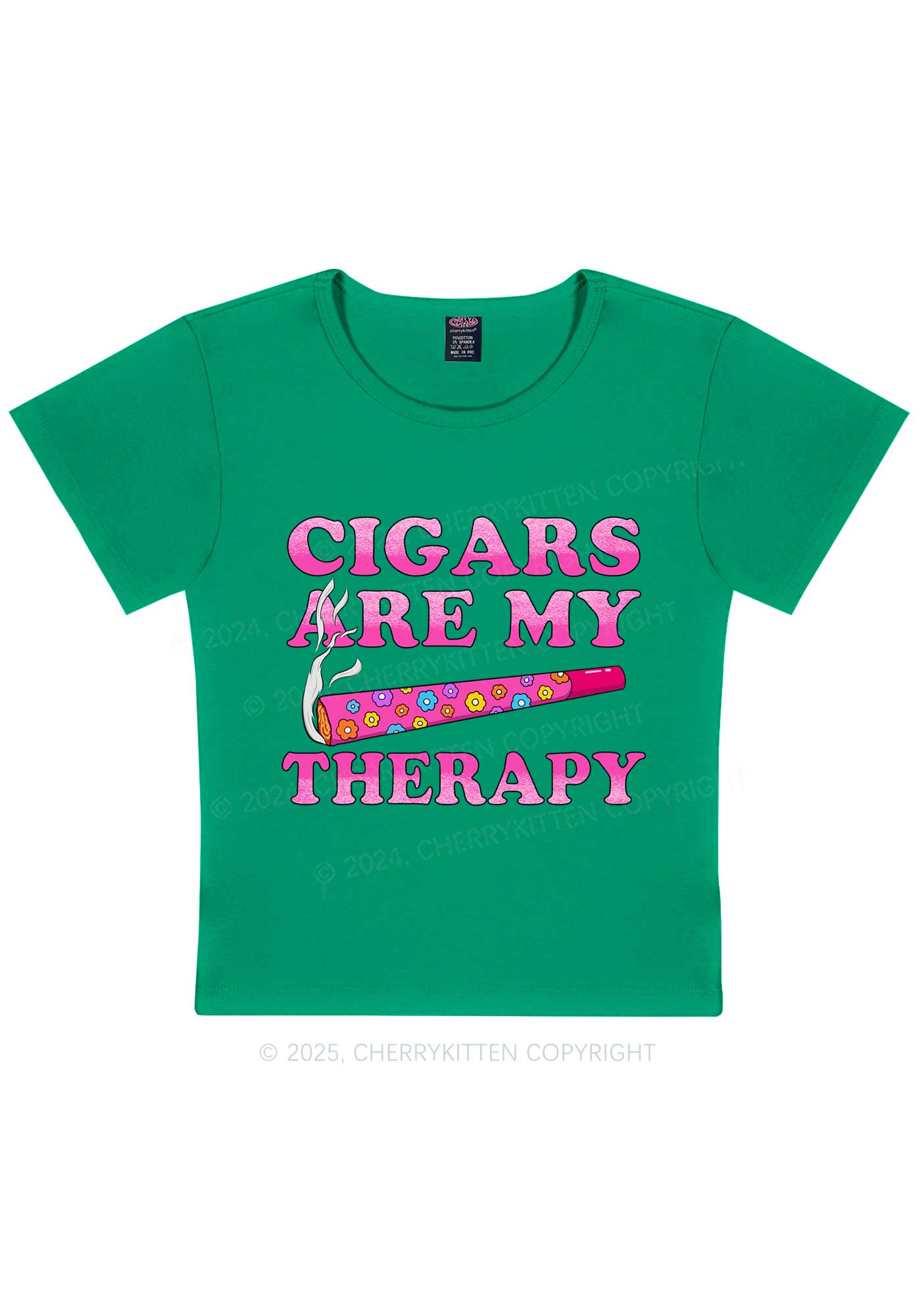 Cigars Are My Therapy Y2K Baby Tee Cherrykitten