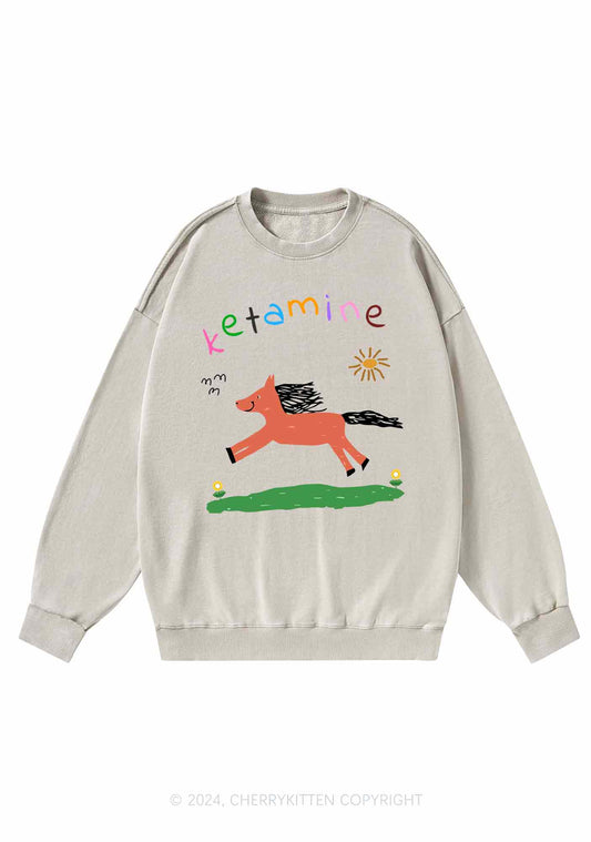 Orange Pony Y2K Washed Sweatshirts Cherrykitten