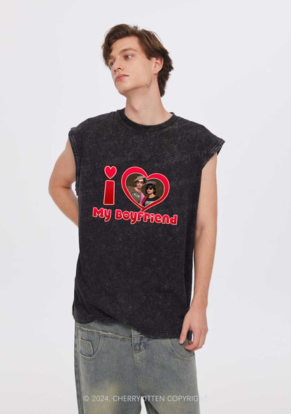 Custom Photo Red Heart Y2K Valentine's Day Washed Tank Cherrykitten