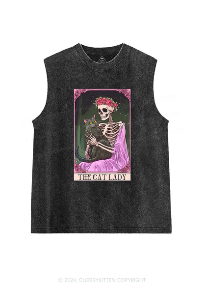 Skeleton Lady Y2K Washed Tank Cherrykitten