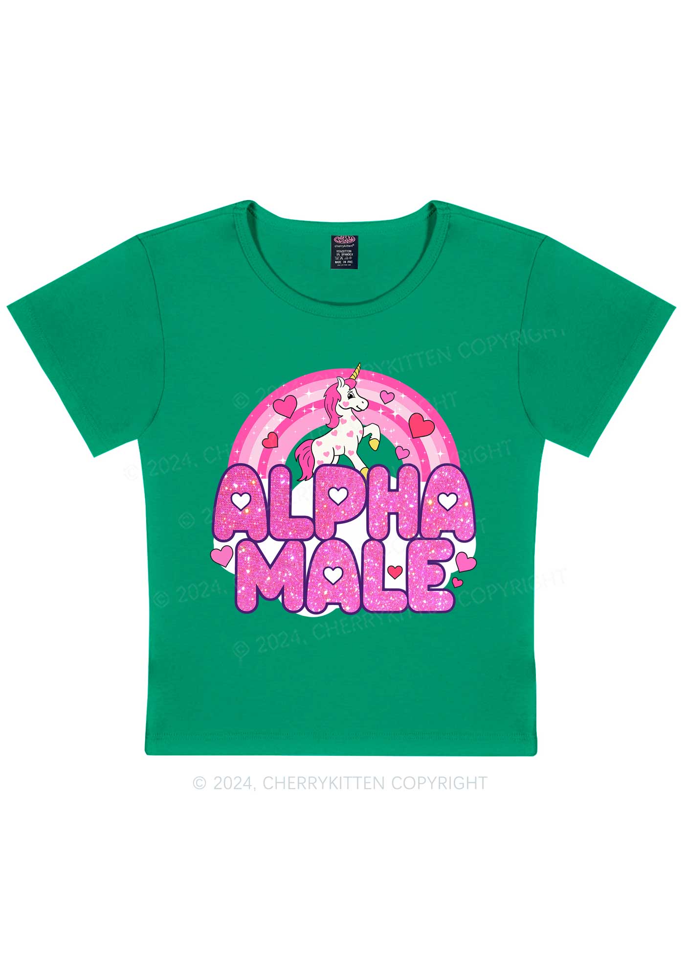 Alpha Male Unicorn Y2K Valentine's Day Baby Tee Cherrykitten