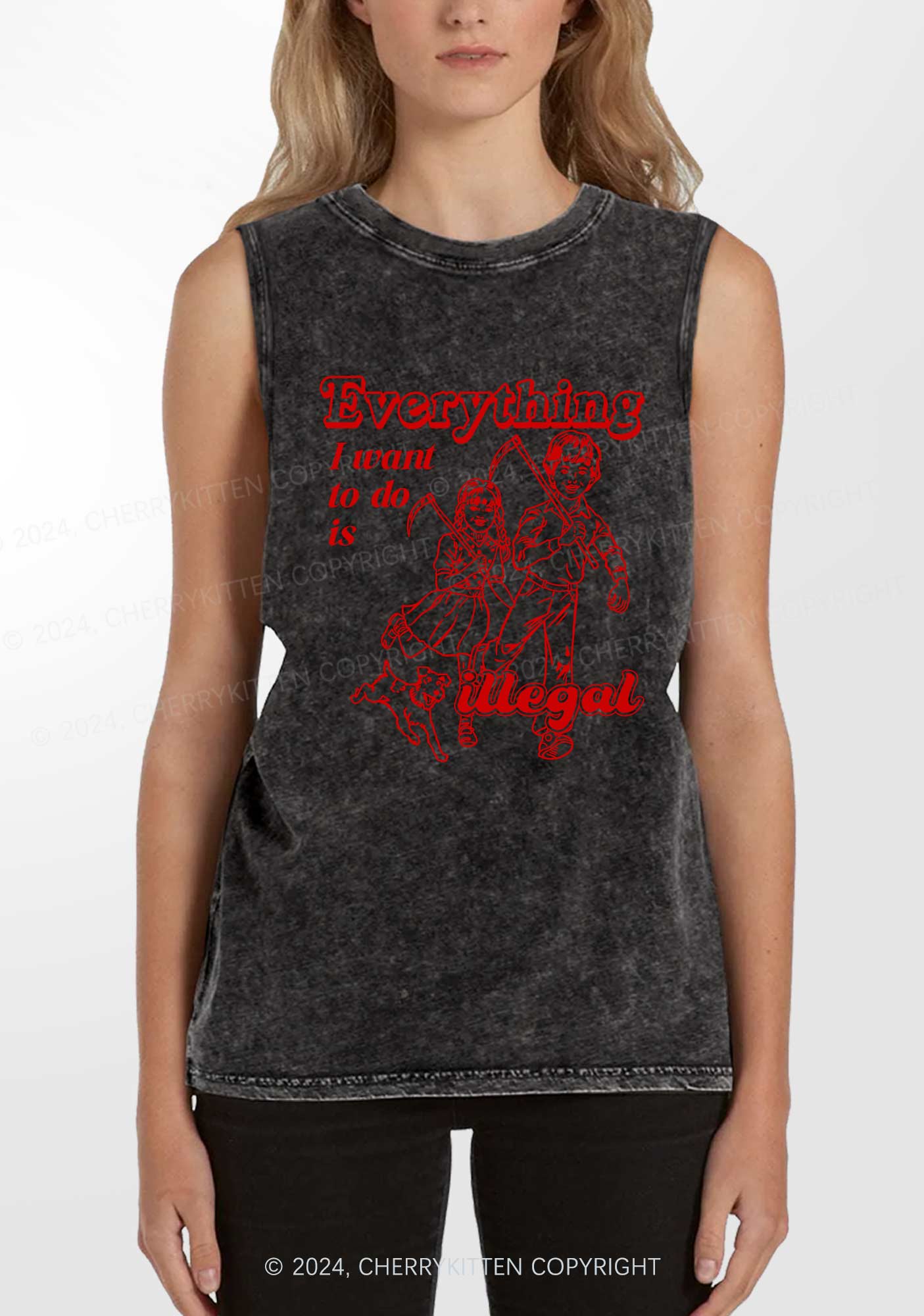 Everything Is Illegal Y2K Washed Tank Cherrykitten