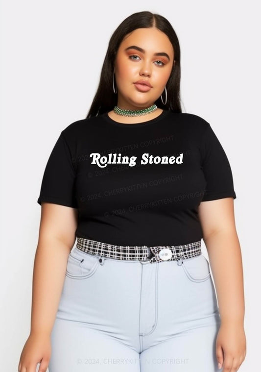 Curvy Rolling Stoned Y2K Baby Tee Cherrykitten